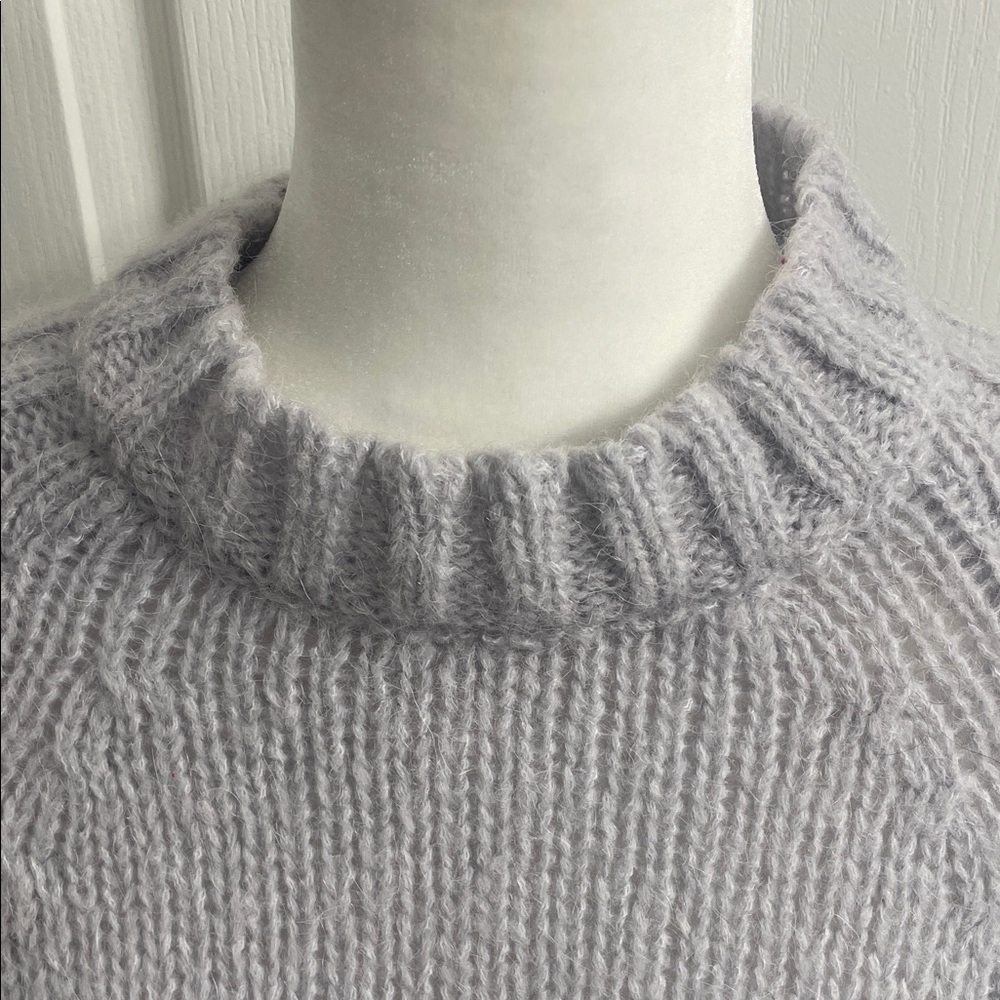 Cocogio Sweater Cozy Lt. Gray Mock Neck Cable Knit Sleeves OS Relaxed FitSz S - Picture 3 of 12